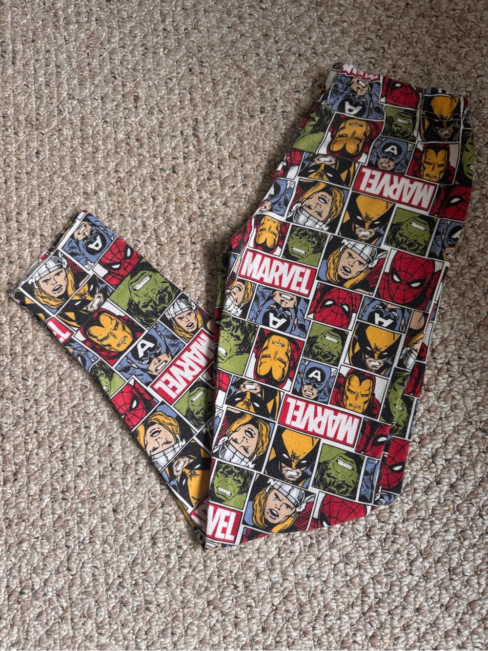 Marvel Japan Kids Character Grid pajama pants sz L Rough hem Has Pilling Elastic